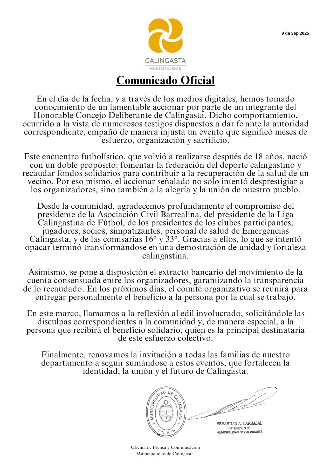Calingasta: el evento benéfico que terminó en escandalo