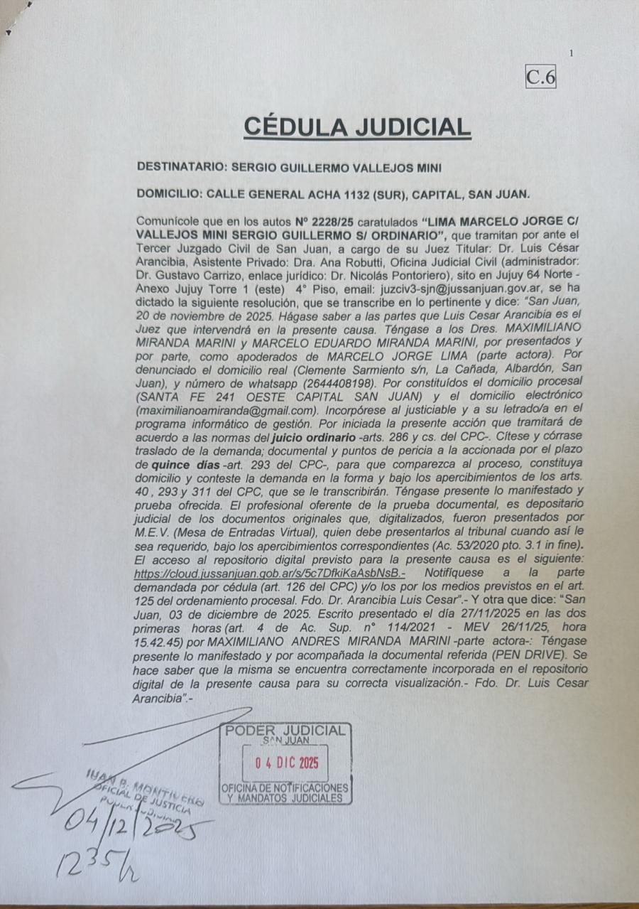 Marcelo Lima denunció al dirigente libertario Sergio Vallejos